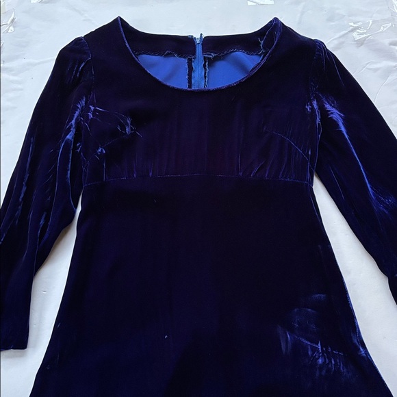 Vintage 70’s Milkmaid Velvet Goth Blue Peasant Gunne Sax 80’s Maxi Dress Gown M - Picture 5 of 17
